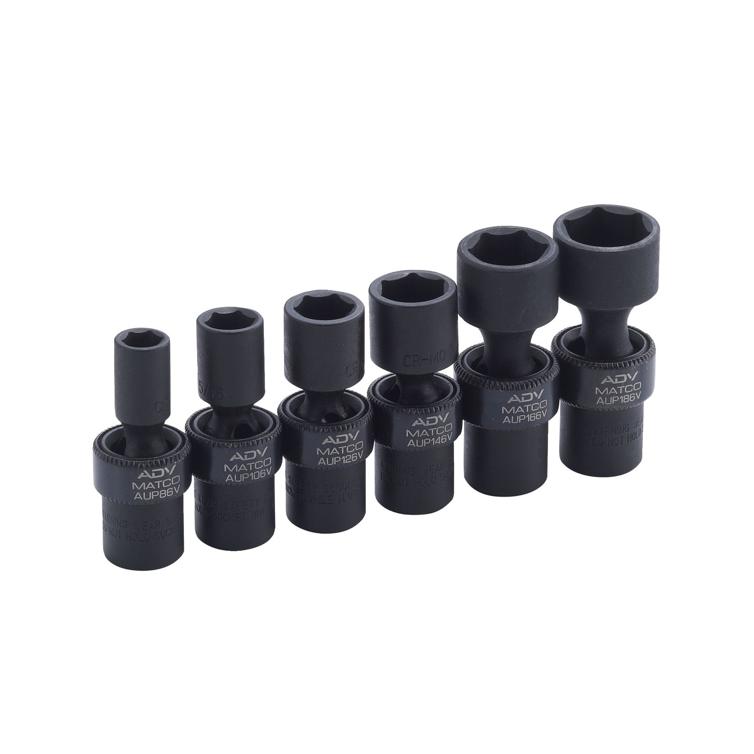 6 PIECE 1/4" DRIVE SAE 6 POINT ADV UNIVERSAL IMPACT SOCKET SET - Matco ...