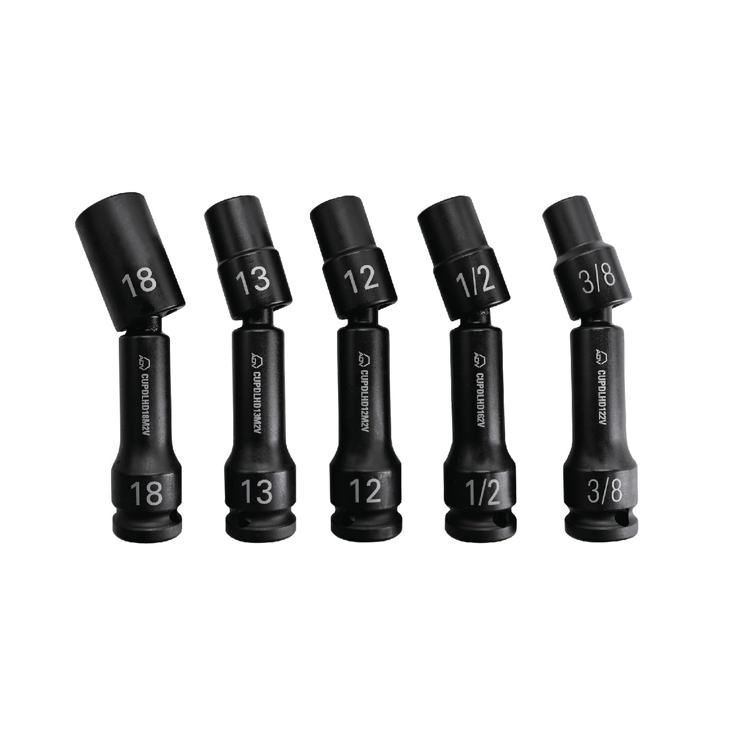 5 PIECE 1/2" DRIVE 12 POINT PINLESS HEAVY-DUTY UNIVERSAL ADV IMPACT ...