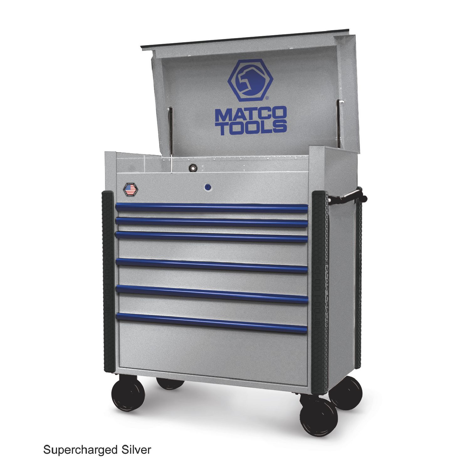 41" x 23" JSC773 ROLLING TOOL CART (SILVER VEIN/BLUE)