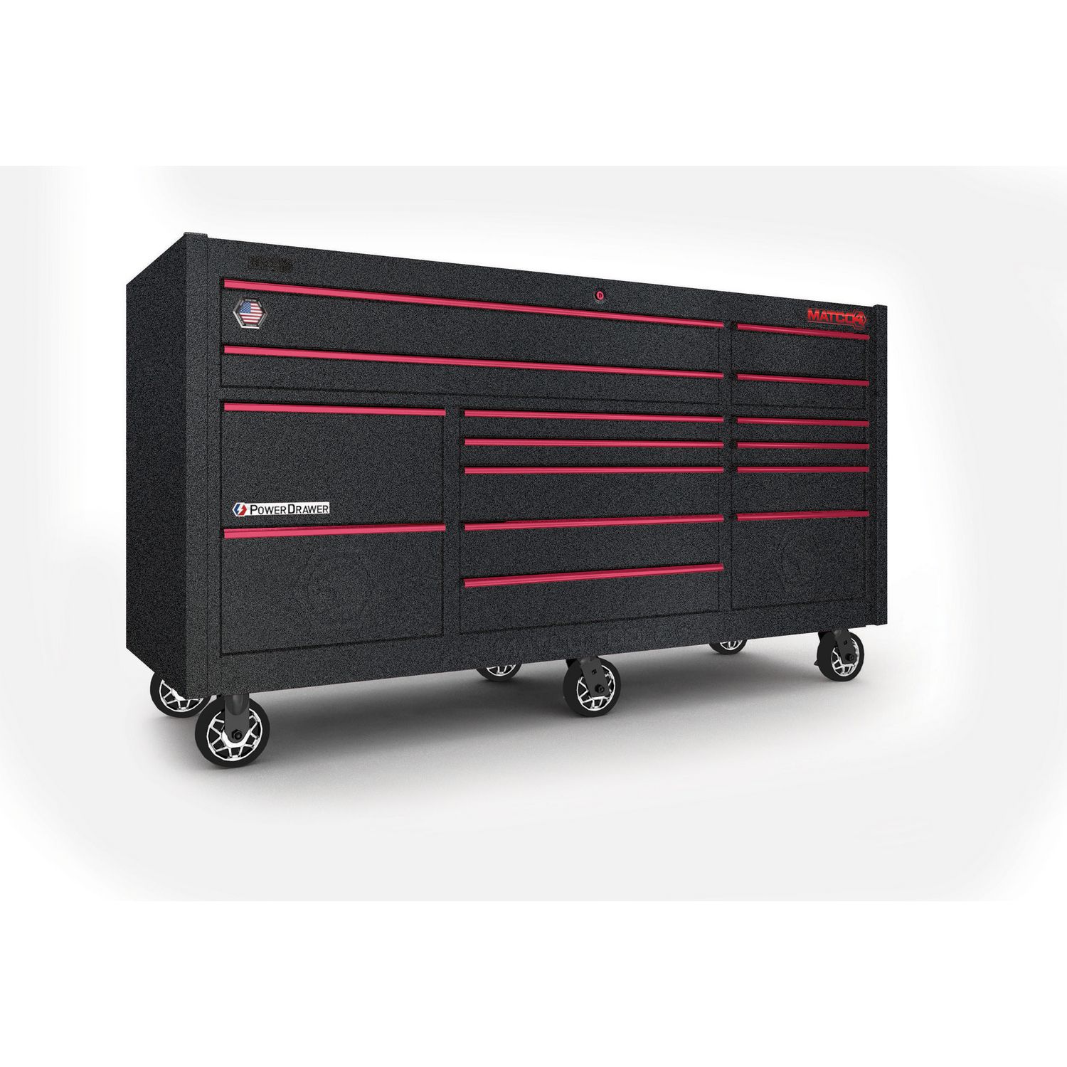 79" x 28" TRIPLE-BAY 4s SERIES TOOLBOX (TOUGH BALLISTIC BLACK/RED)