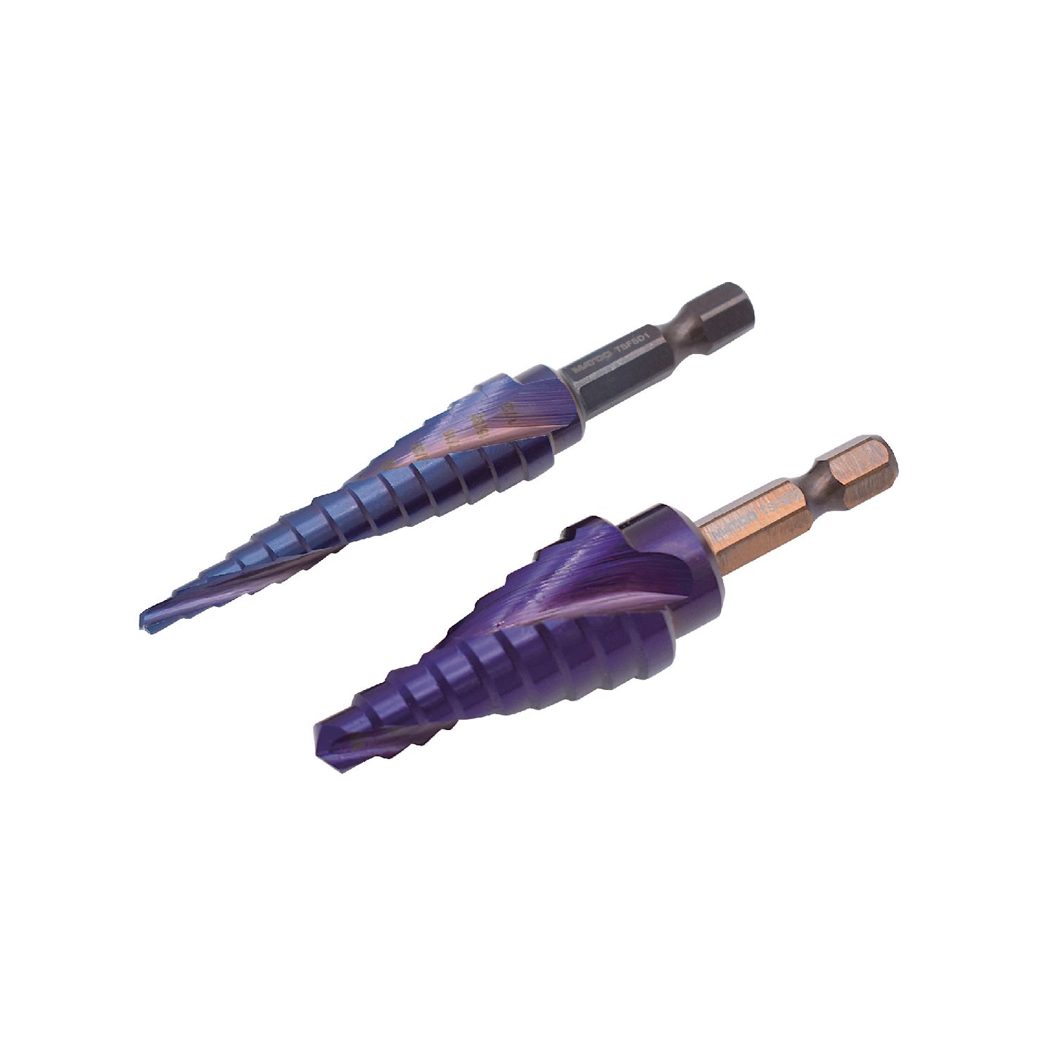 2 PIECE TITANIUM BLUE SPIRAL QUICK-CHANGE STEP DRILL SET