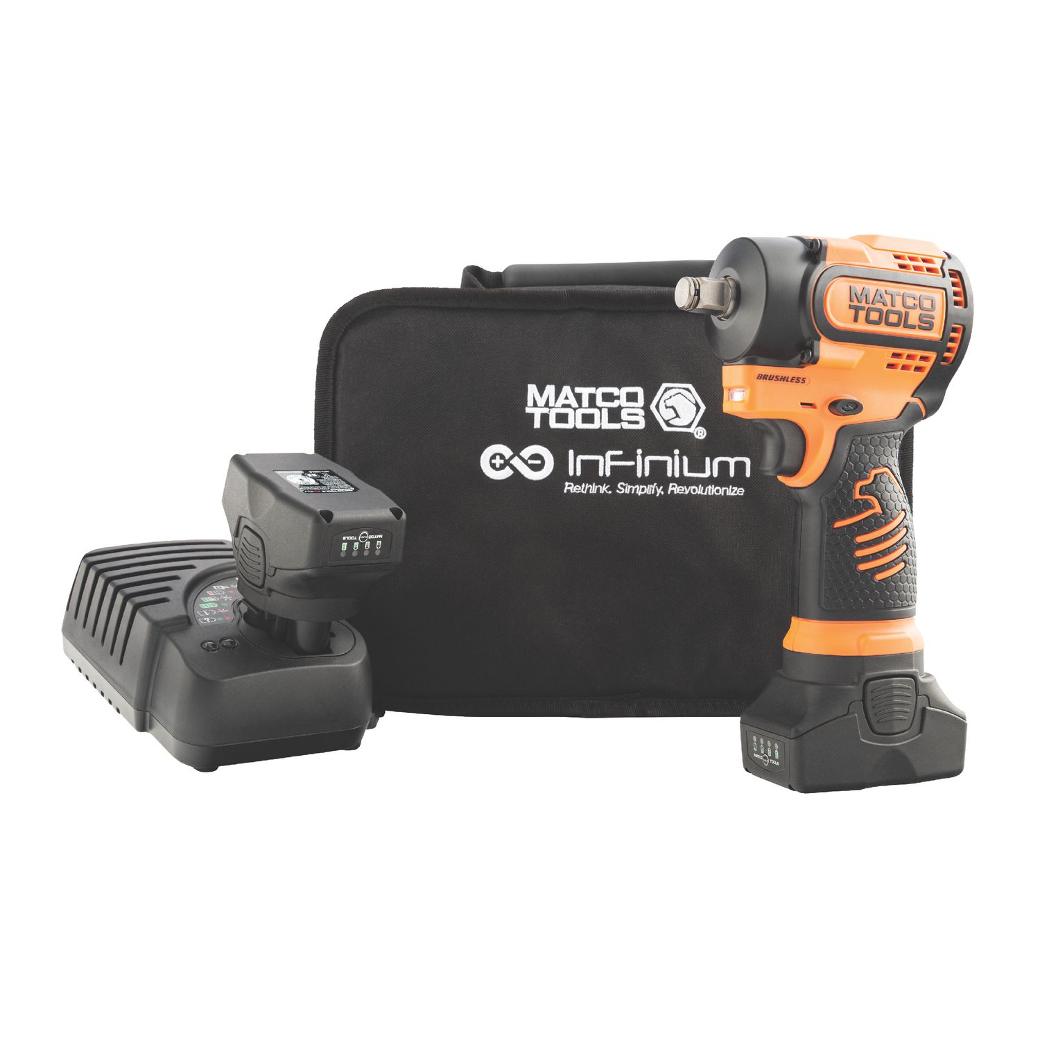 16V CORDLESS INFINIUM? 1/2" DRIVE STUBBY IMPACT WRENCH KIT - ORANGE